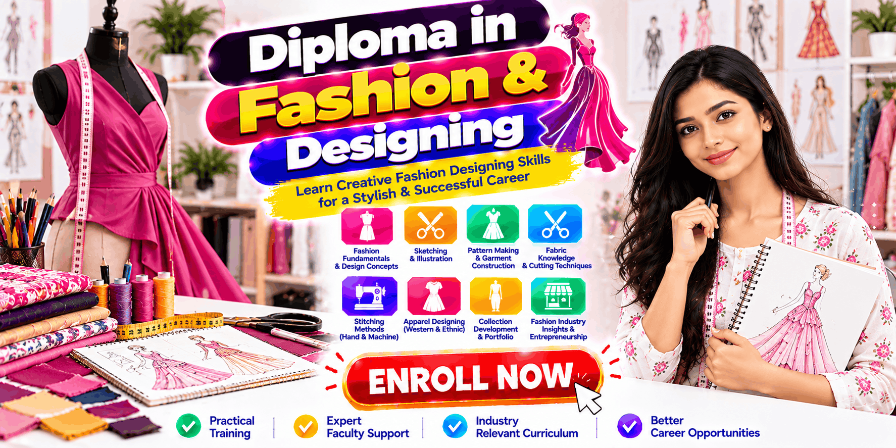 DIPLOMA IN FASHION & DESIGNING